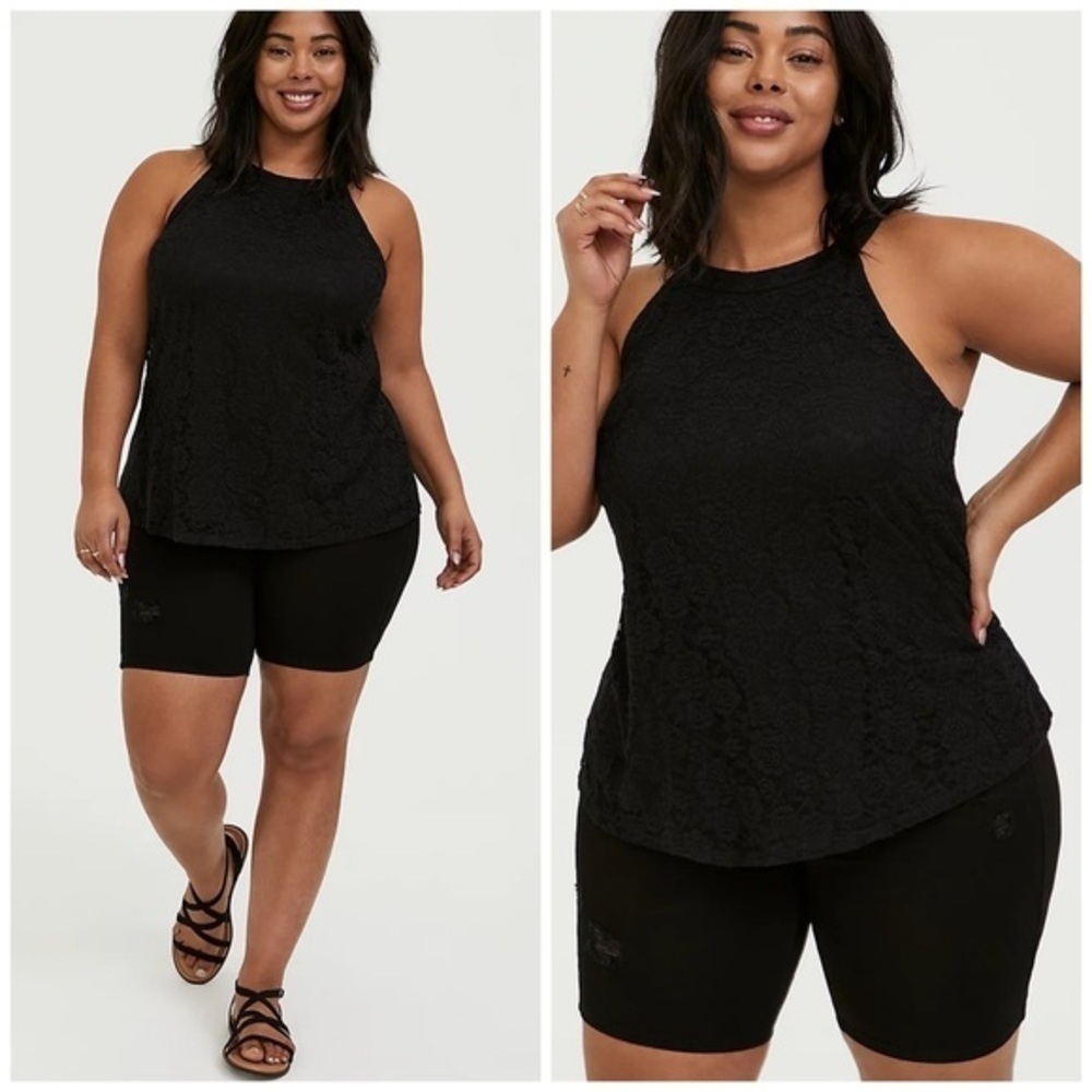 Torrid Black Lace Goddess Tank Top Sleeveless Cotton Blend Size 1